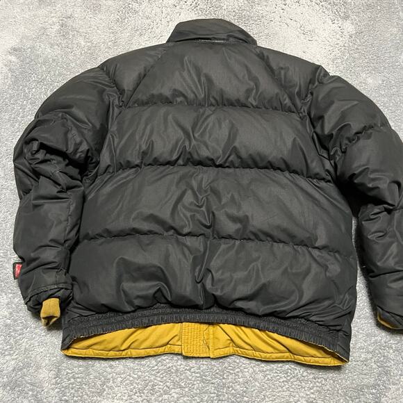 Triple Fat Goose Coat Mens Small Black Yellow Goose Down Puffer Jacket Hooded - Picture 3 of 8